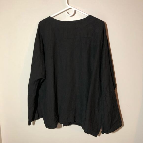 Luca Vanucci made in Italy womens XL linen black button up tunic top lagenlook - Picture 2 of 13